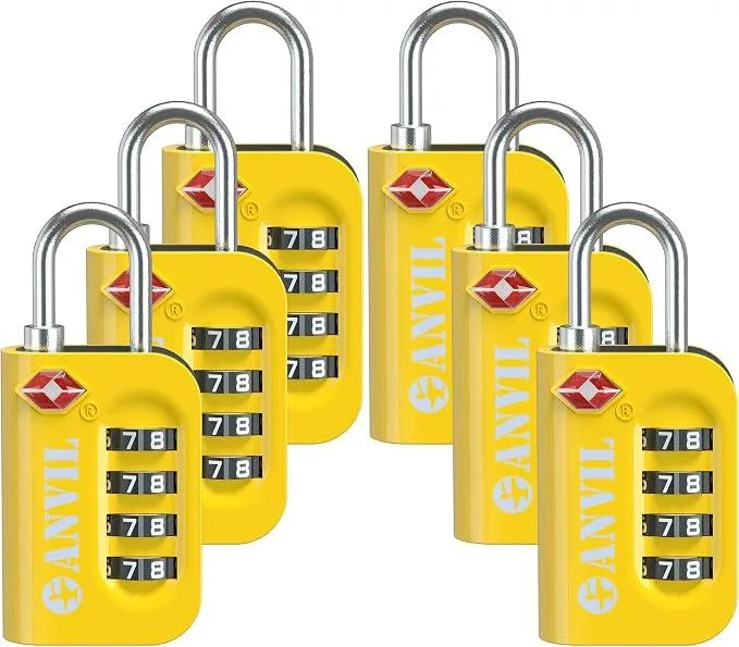 BFKK BFKK TSA Approved Luggage Lock 4 Digit Combination Yellow 6 Pack — product photo