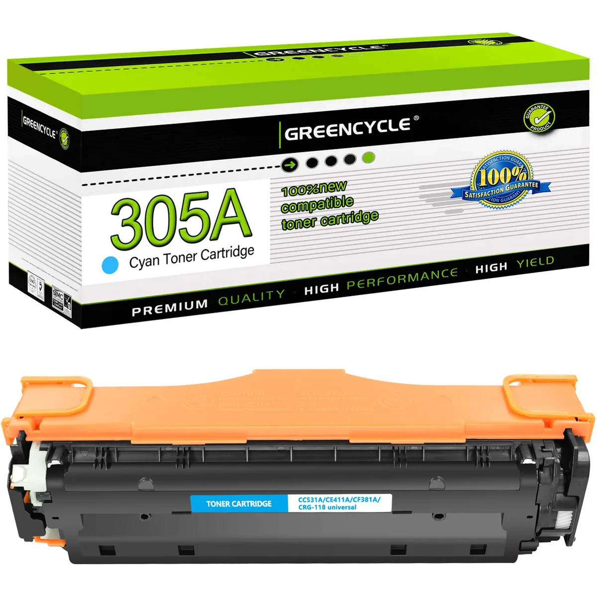 GREENCYCLE GREENCYCLE 305A Cyan Toner Cartridge CE411A 2600 pages — product photo