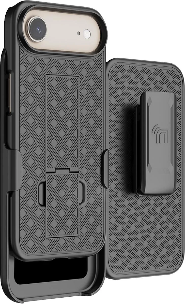Nakedcellphone Nakedcellphone Slim Hard Case Stand &amp; Belt Clip Holster Combo for iPhone 17 Air - Black — product photo
