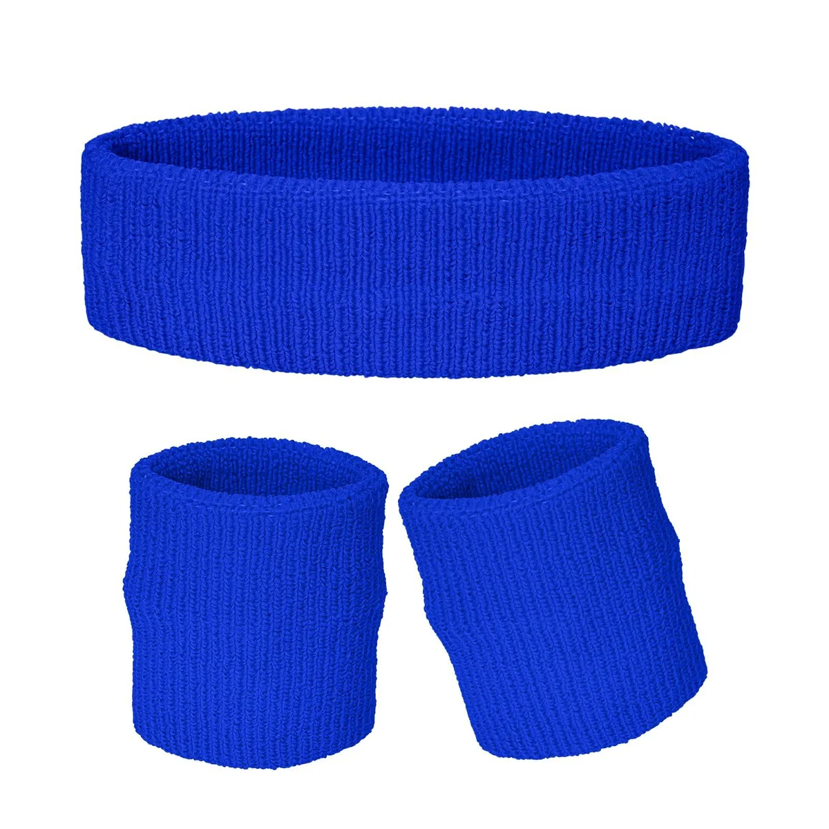  Sucrain Sweatbands Headband Wristband Set Striped Blue Men's Activewear — product photo