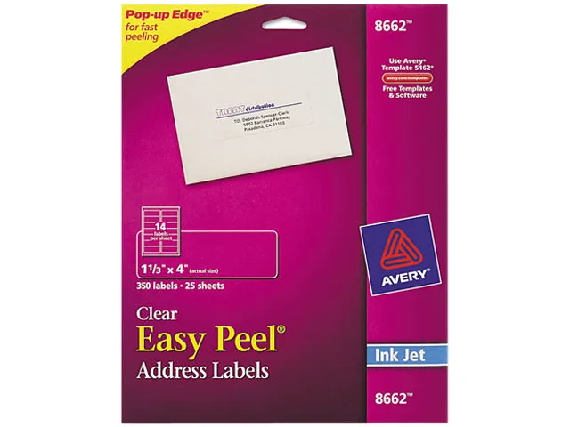 Avery Avery 8662 Clear Address Labels 1.33" x 4.00" 350 Labels — product photo