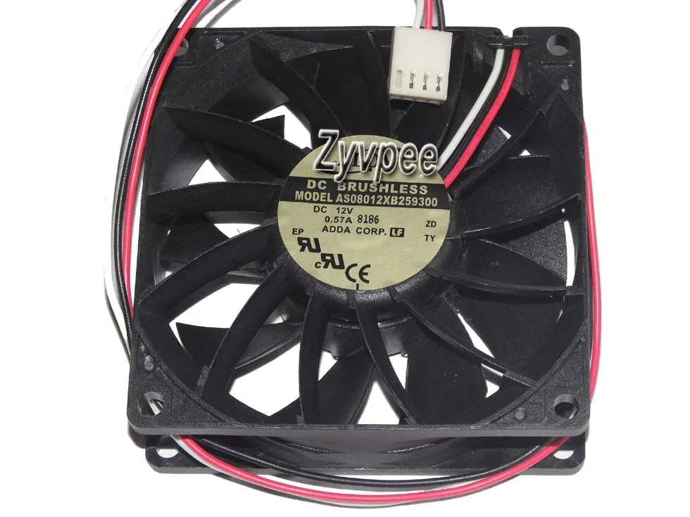 Zyvpee Zyvpee AS08012XB259300 80mm 12V 0.57A 3-pin case fan — product photo