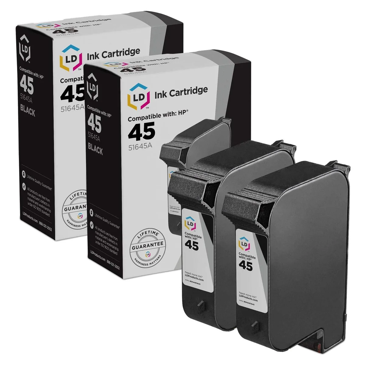 LD Products LD Products HP 45 (51645A) Black Ink Cartridge 2-Pack — product photo