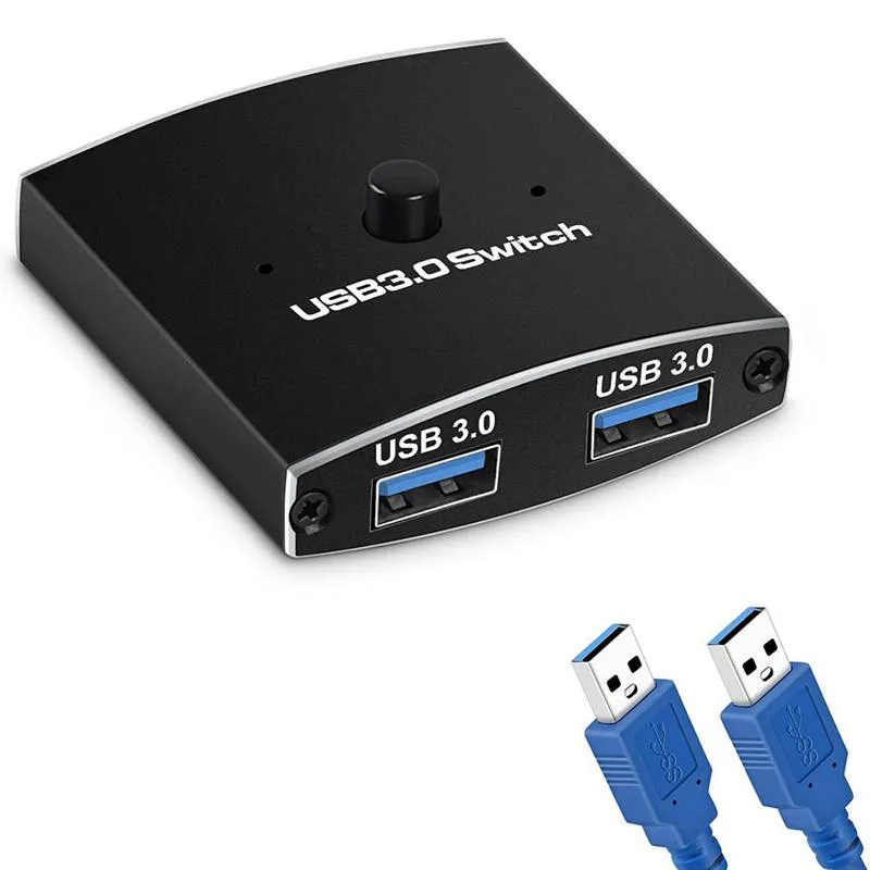 LUOM LUOM OZU3 Bi-Directional USB 3.0 Switch 2 Port 1 In 2 Out 2 In 1 Out 5 Gbps 3.3ft Cables Black — product photo