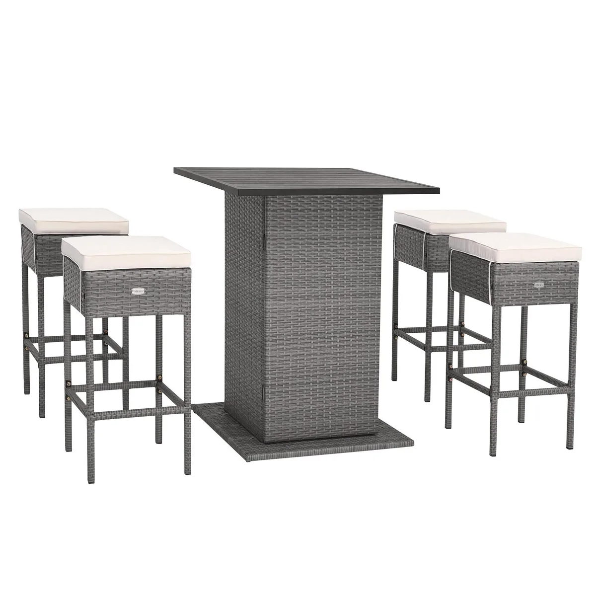 SlickBlue SlickBlue 5-Piece Outdoor Wicker Bar Table Set with Hidden Storage White — product photo