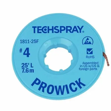 Blue desoldering braid on ESD-safe spool, 0.098 in wide, 10 ft long