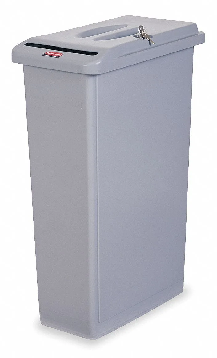 Rubbermaid Rubbermaid Slim Jim 23 gal Rectangular Confidential Gray — product photo