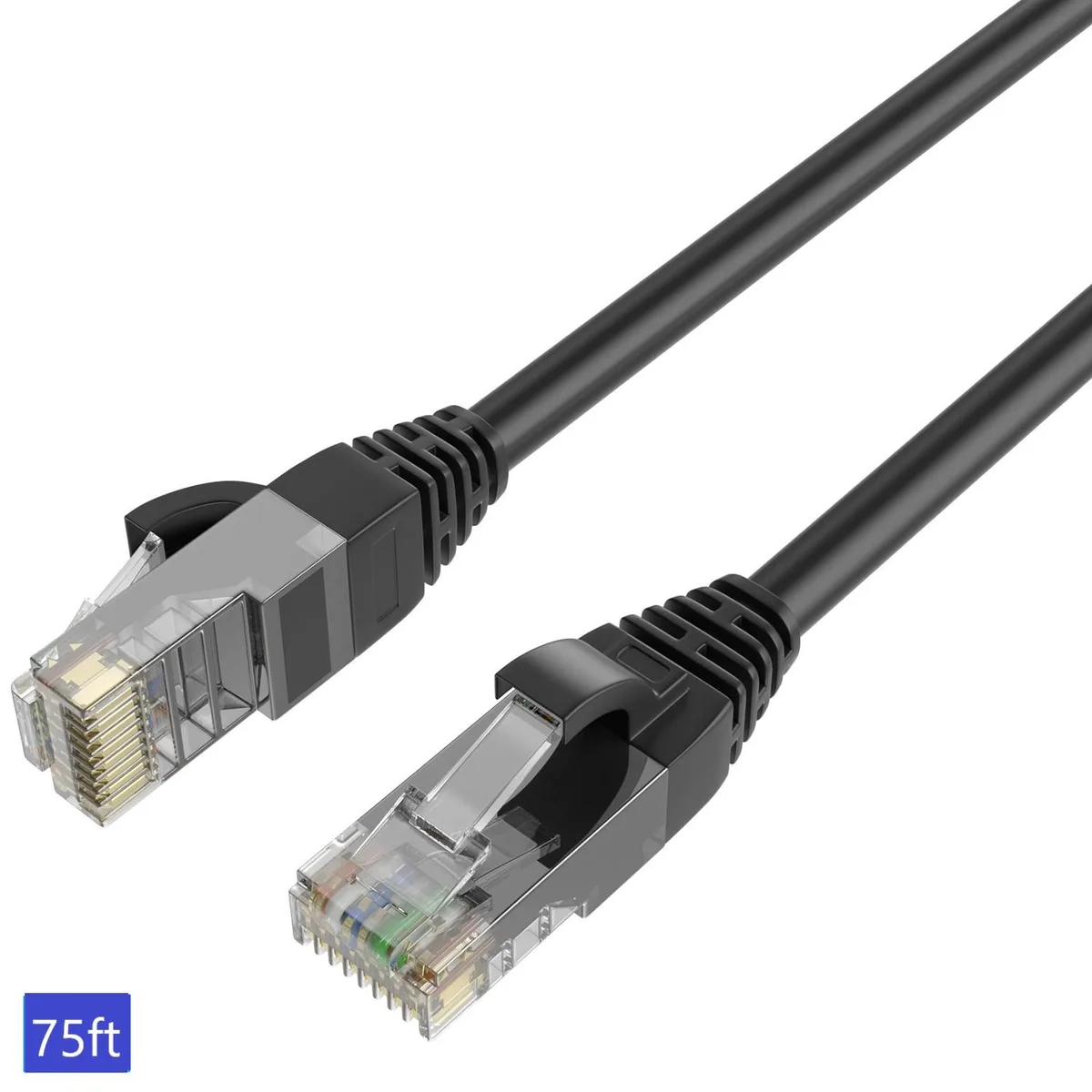 QualGear QualGear Cat 6 RJ45 Shielded Ethernet Cable 75 ft Black — product photo