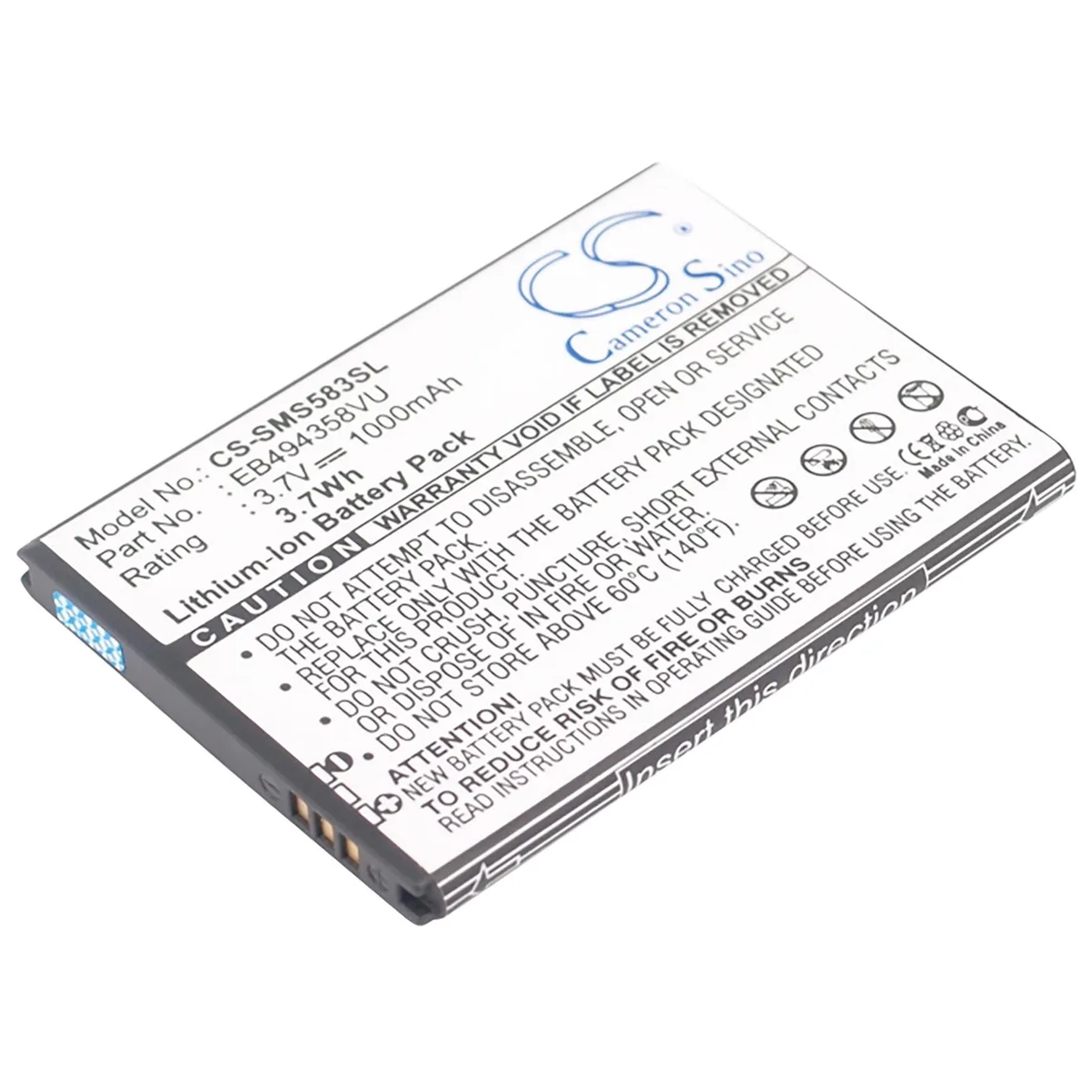 Cameron &amp; Co Cameron &amp; Co DS-CS-SMS583SL cell phone battery 3.7V 1000mAh — product photo