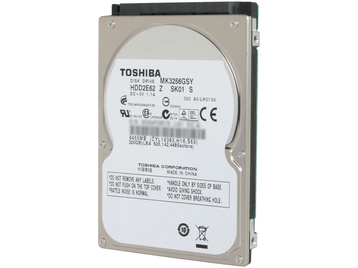 Toshiba Toshiba MK3256GSY 320GB 7200 RPM 16MB SATA 3.0Gb/s 2.5" laptop hard drive — product photo