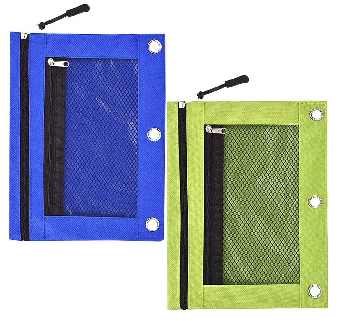  KBD CRT-PCA02 3-ring binder pencil pouch 2-pack blue green 9.8x7.1 in — product photo