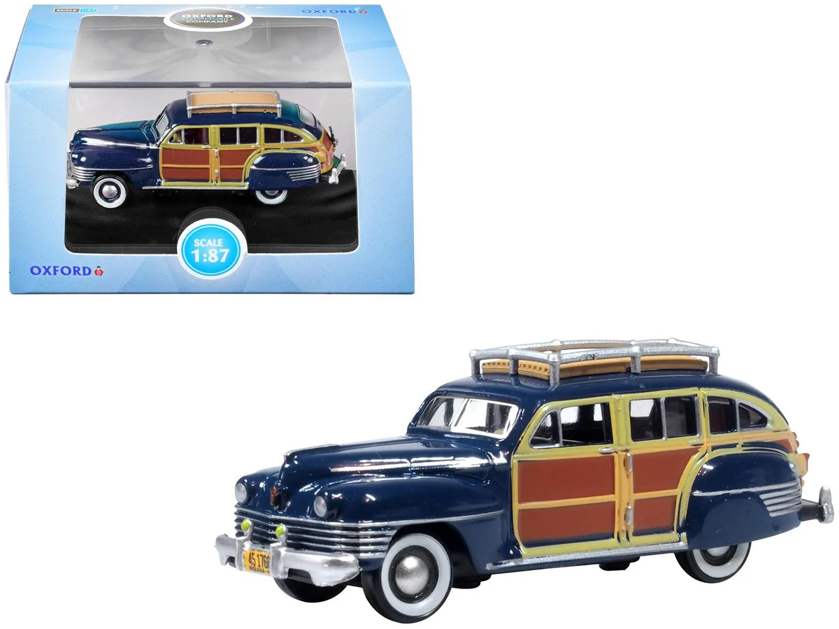 Oxford Diecast Oxford Diecast 1942 Chrysler Woody Wagon South Sea Blue 1/87 Scale Hobby Collectible — product photo