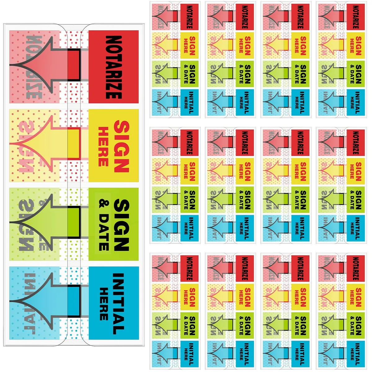 Sixteen small boxes of multicolour square sticky flags in red yellow blue green total 1600 pieces