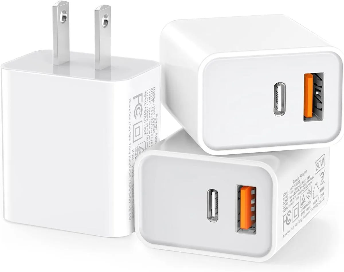 ONITOON ONITOON 3 Pack USB C Wall Charger 20W Dual Port QC+PD 3.0 CubeWhite — product photo