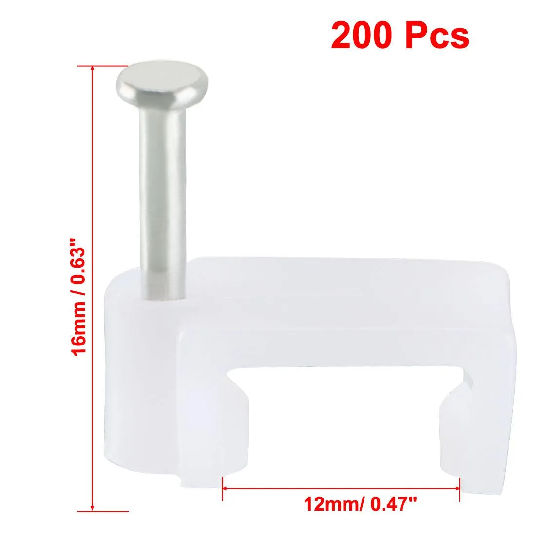 Unique-Bargains Unique-Bargains Flat Cable Clip Nail 200pcs 12mm White — product photo