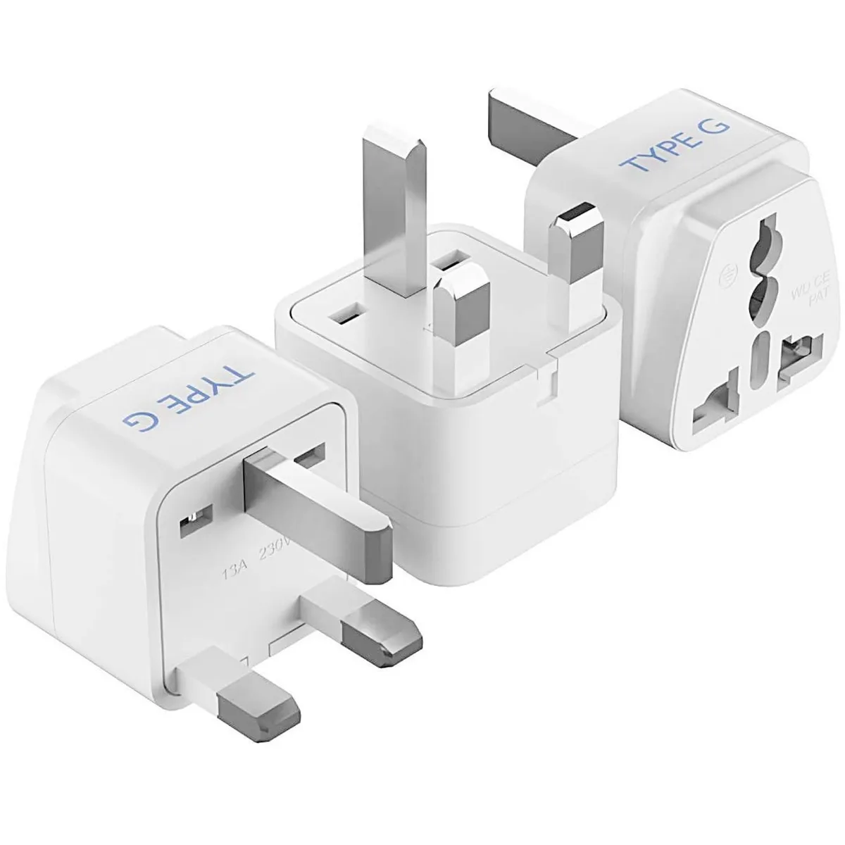  Ceptics UK / Hong Kong / Ireland / UAE Type G Travel Adapter 3-Pack GP-7-3PK White — product photo