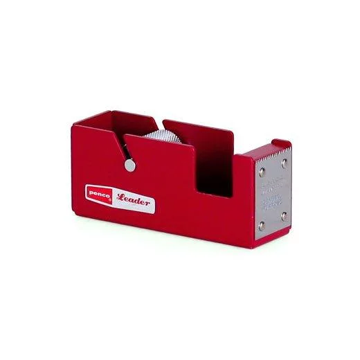Red steel desktop tape dispenser for .8 inch tape, wall-mountable
