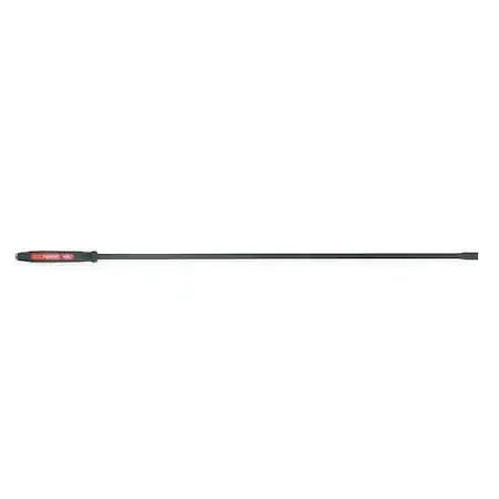Red and black steel pry bar 58 inches long with capped striking handle