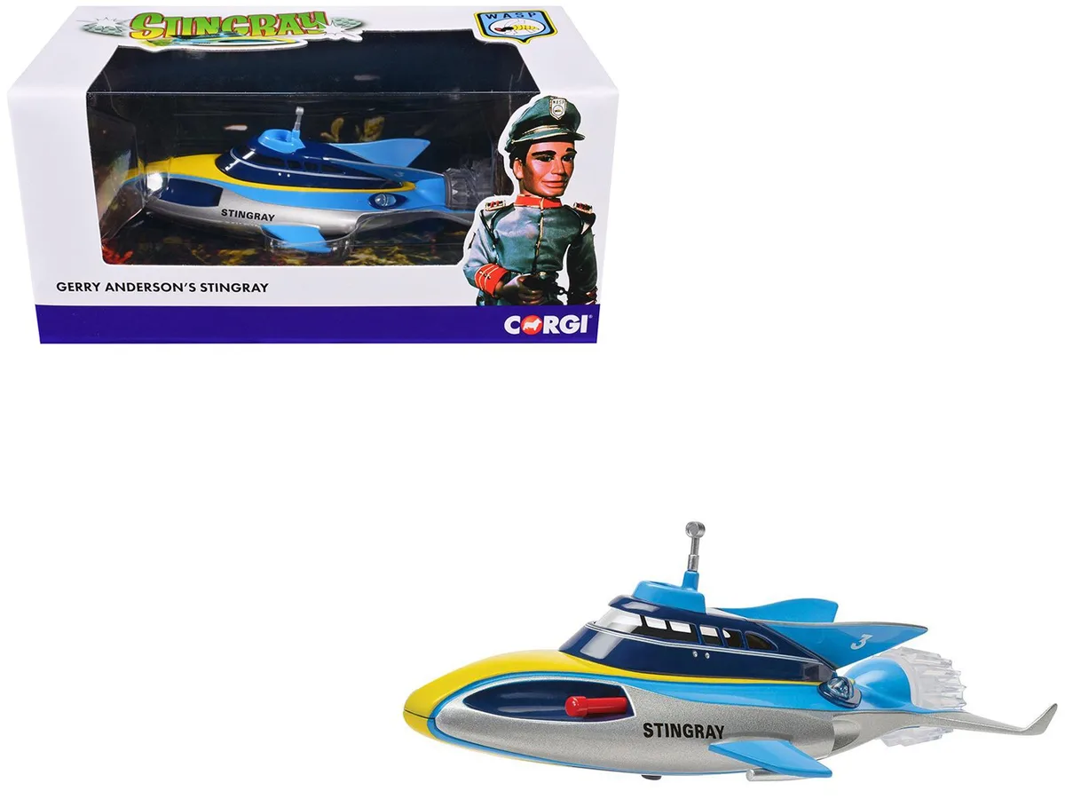 Corgi Corgi Stingray Submarine Blue Silver Yellow Stripes 1964 Diecast Model — product photo