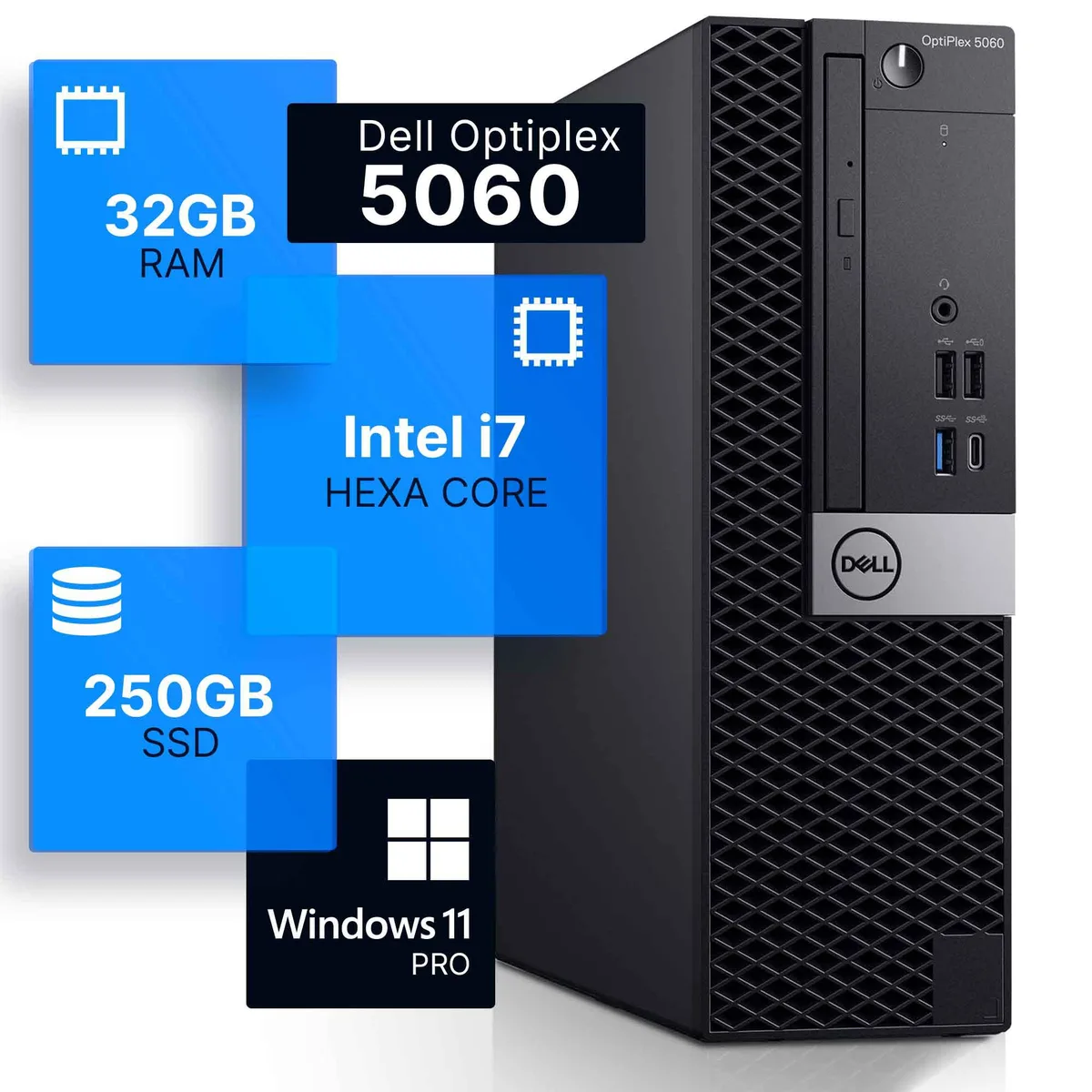 DELL Dell OptiPlex 5060 desktop PC i7-8700 32GB DDR4 250GB SSD Windows 11 Pro — product photo