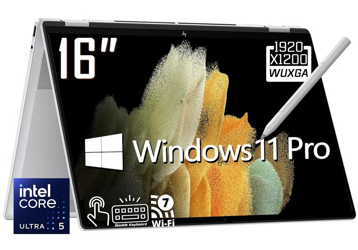 HP HP OmniBook 7 2-in-1 laptop Intel Core Ultra 5 226V 16GB 1TB SSD 16" WUXGA IPS touchscreen Silver — product photo