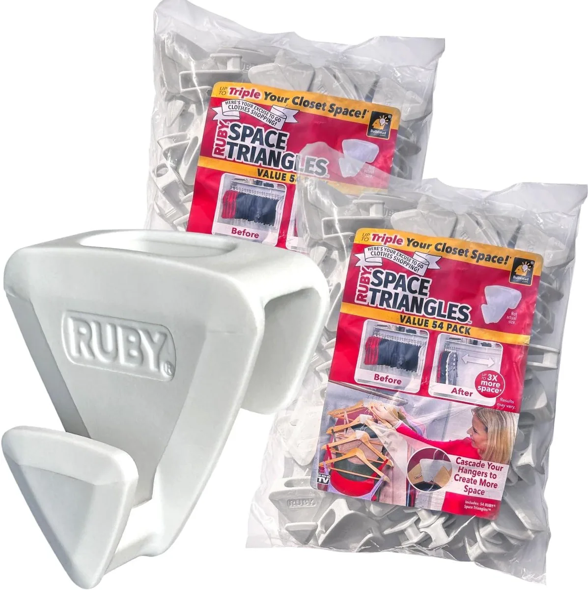 As Seen On TV As Seen On TV 17114 Ruby Space Triangles 108-Pc Hanger Hooks White — product photo