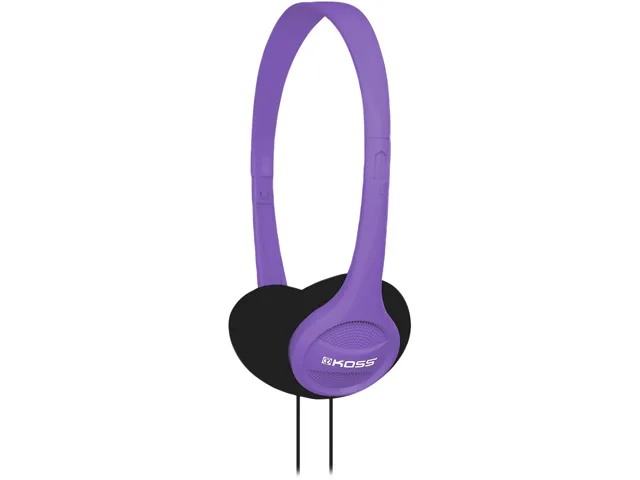 Violet on-ear headphones with adjustable headband and 3.5mm cord