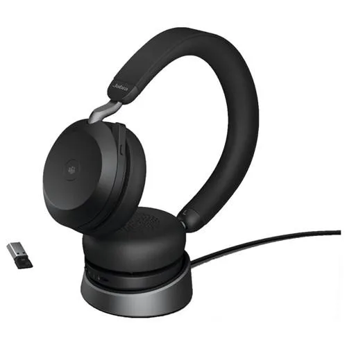 Jabra Enterprise Products Jabra Enterprise Products Evolve2 75 UC USB-A headset with charging stand — product photo