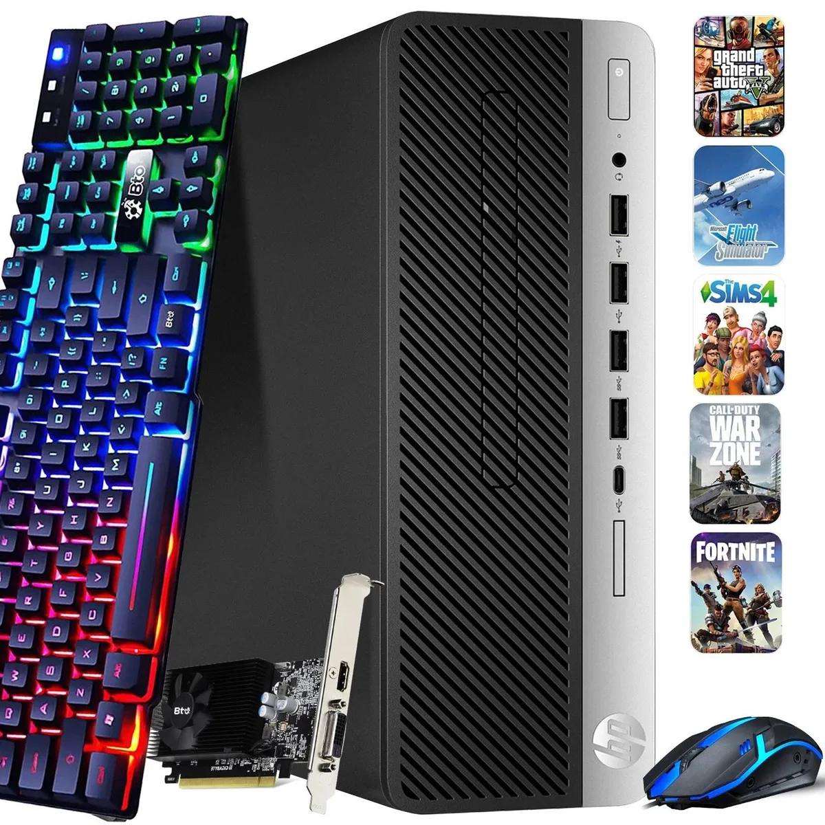 HP HP G4 SFF Gaming PC i7-8700 16GB 256GB NVMe GT1030 Win 11 Pro — product photo