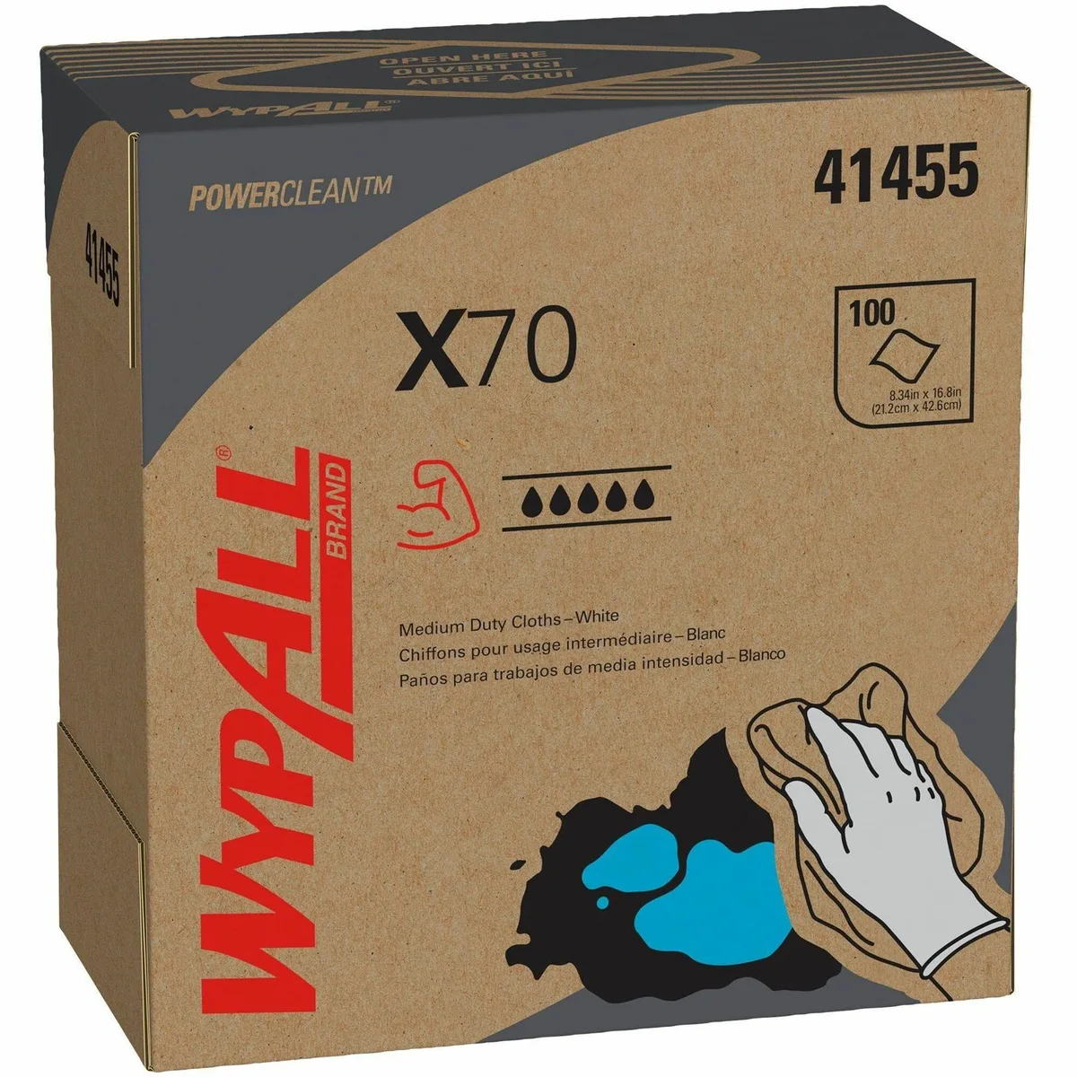Kimberly-Clark Professional Kimberly-Clark Professional 41455 Wypall PowerClean X70 Cloths 100/Box — product photo