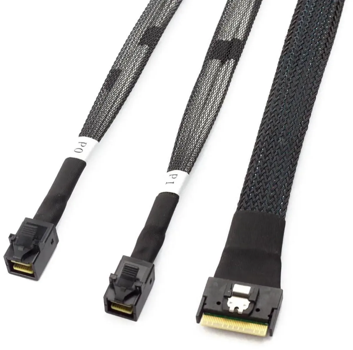 SMUGDESK SMUGDESK Mini SlimSAS SFF8654 8i PCIe 4.0 to Dual SAS HD SFF8643 Cable .5m — product photo