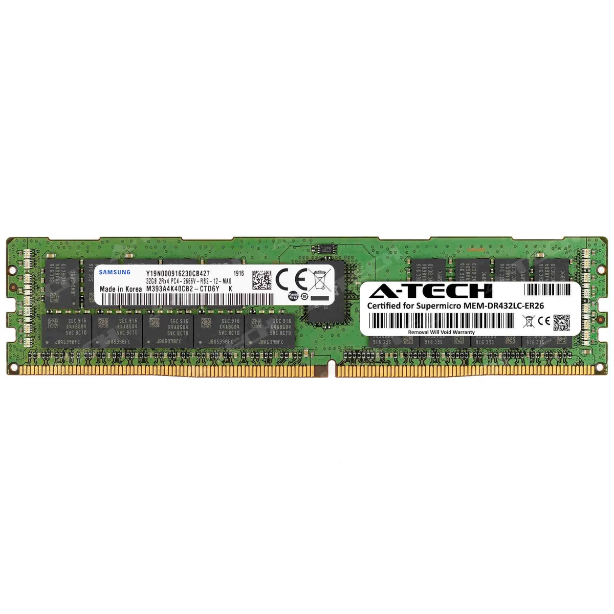 A-Tech A-Tech Supermicro Certified 32GB DDR4 2666MHz ECC RDIMM 2Rx4 Server RAM — product photo