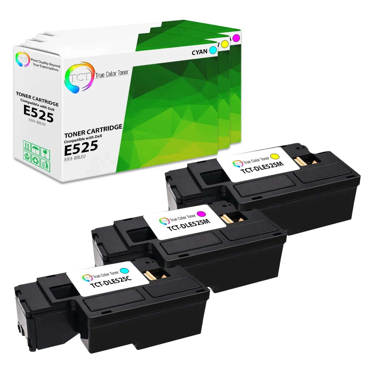 True Color Toner True Color Toner E525 3 Pack 1400 Pages Cyan Magenta Yellow — product photo