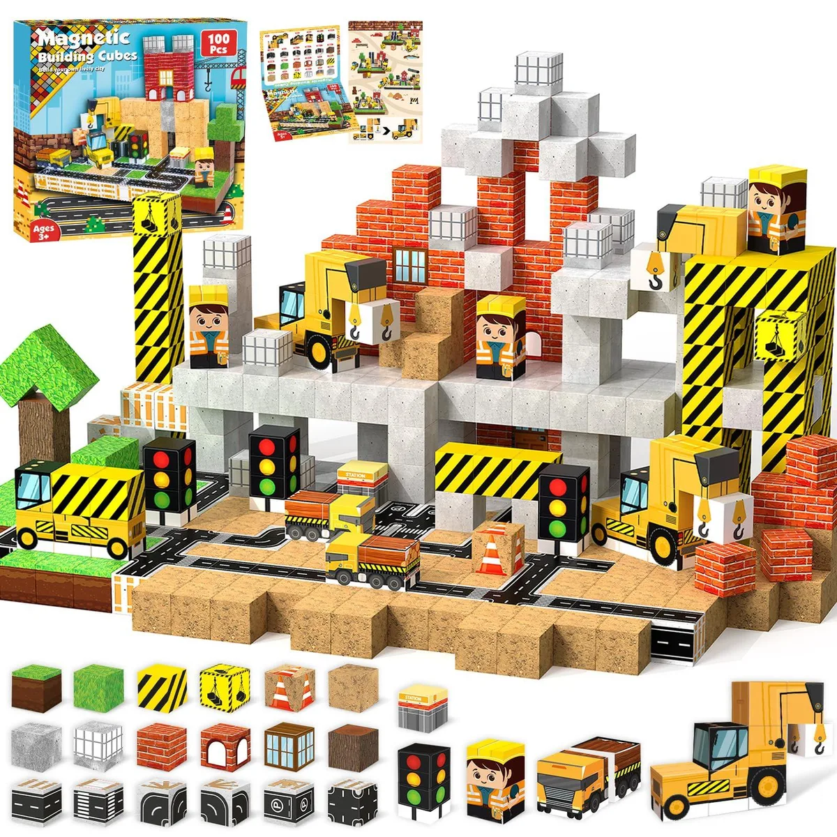 Magnetic Blocks 100PCS Construction Set with 14 Patterns — product photo