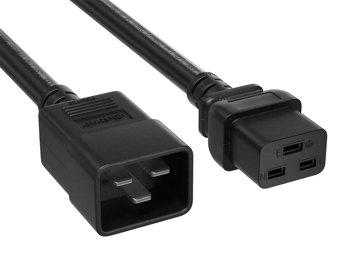 Cable Leader Cable Leader 5ft IEC C20 to C19 12 AWG 20A 250V Black Power Extension Cord — product photo