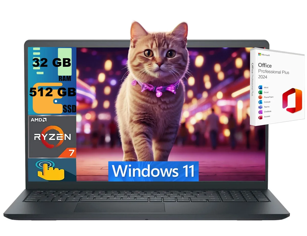 DELL DELL Inspiron 15 laptop Ryzen 7 7730U 32GB 512GB 15.6 FHD Touch — product photo