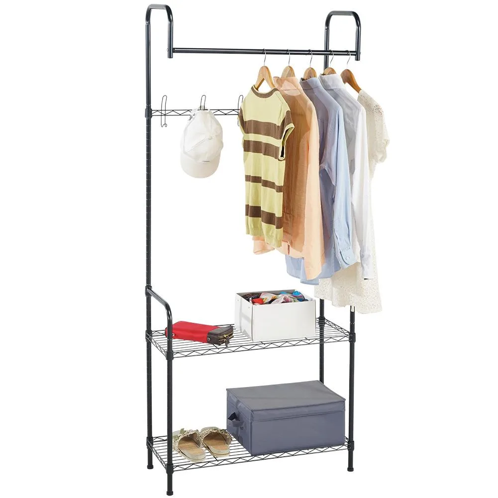 Vandue Corporation Vandue Corporation Modern Home Entryway Mudroom Coat Hat Shoe Rack Organizer Black 71 x 29.2 x 11.5 inches — product photo