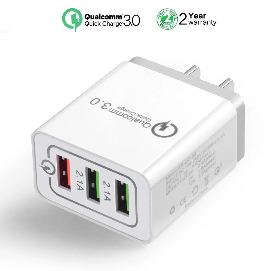 LUOM LUOM ADJ-560 3-Port Wall Charger Gray — product photo