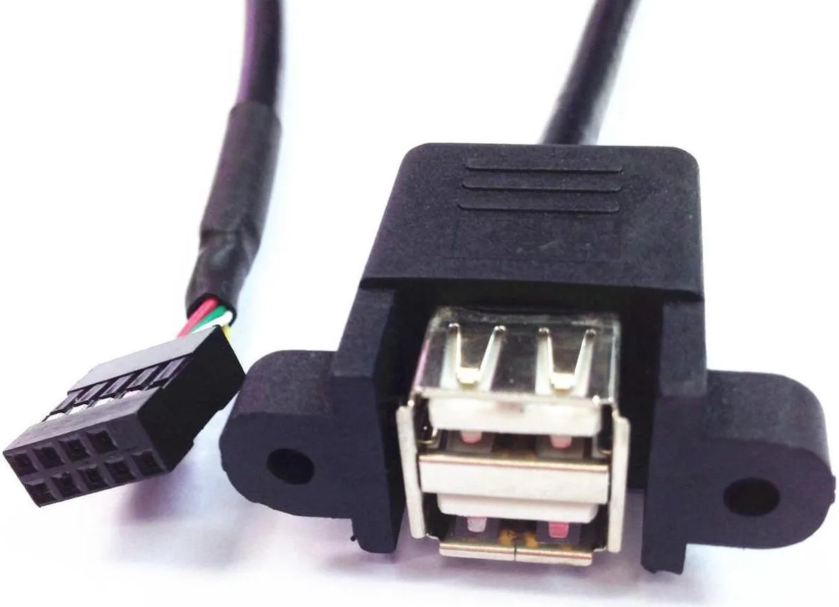 Vszerda Vszerda 50cm Dual USB 2.0 A Female Panel Mount 10P 0.1" Header Motherboard Cable — product photo