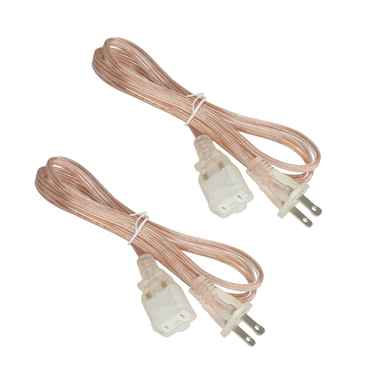  Lpins 2-Pack Clear 18 AWG Power Extension Cord 6FT NEMA 1-15P to 1-15R 10A 125V — product photo