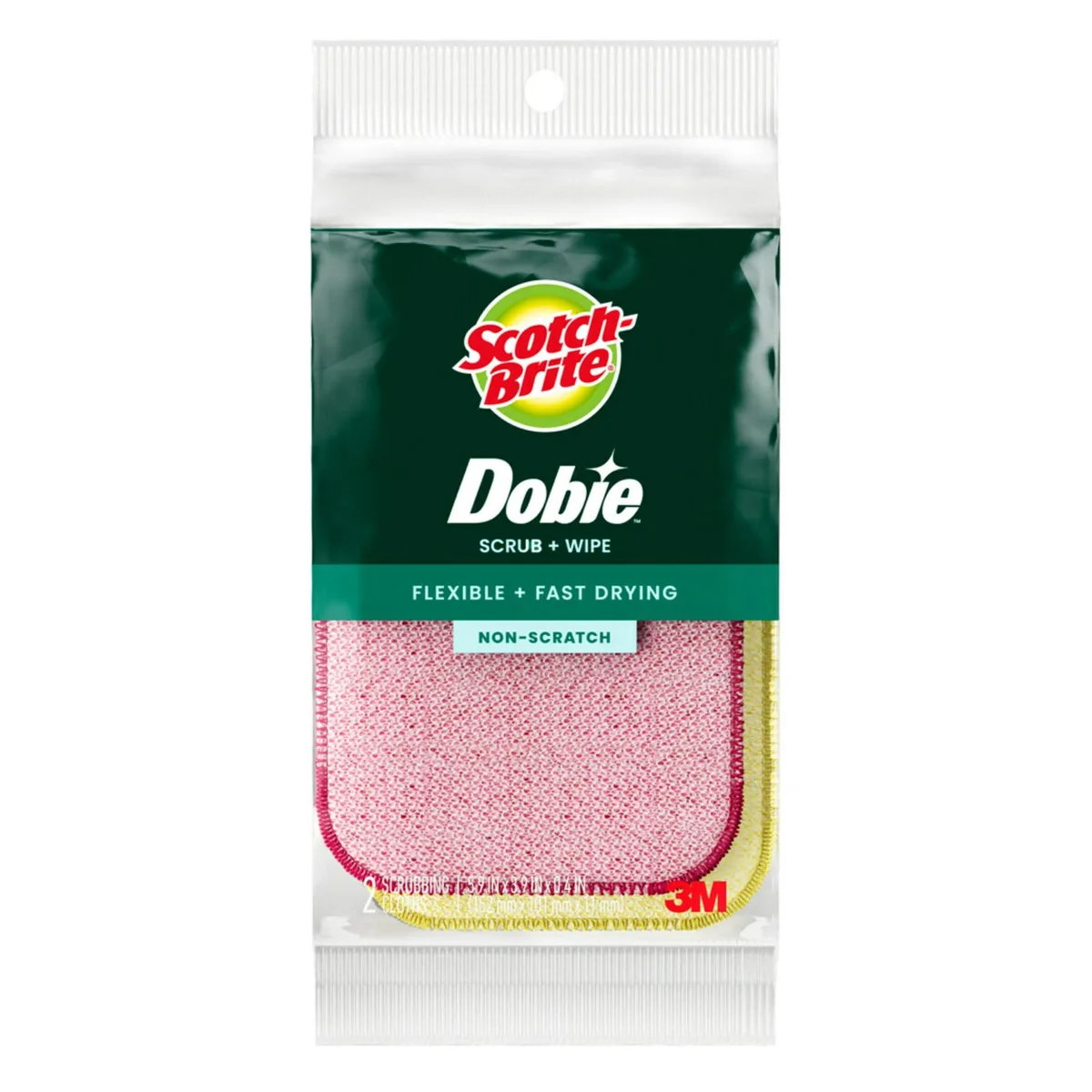 Two white Dobie cleaning cloths in a rectangular pack