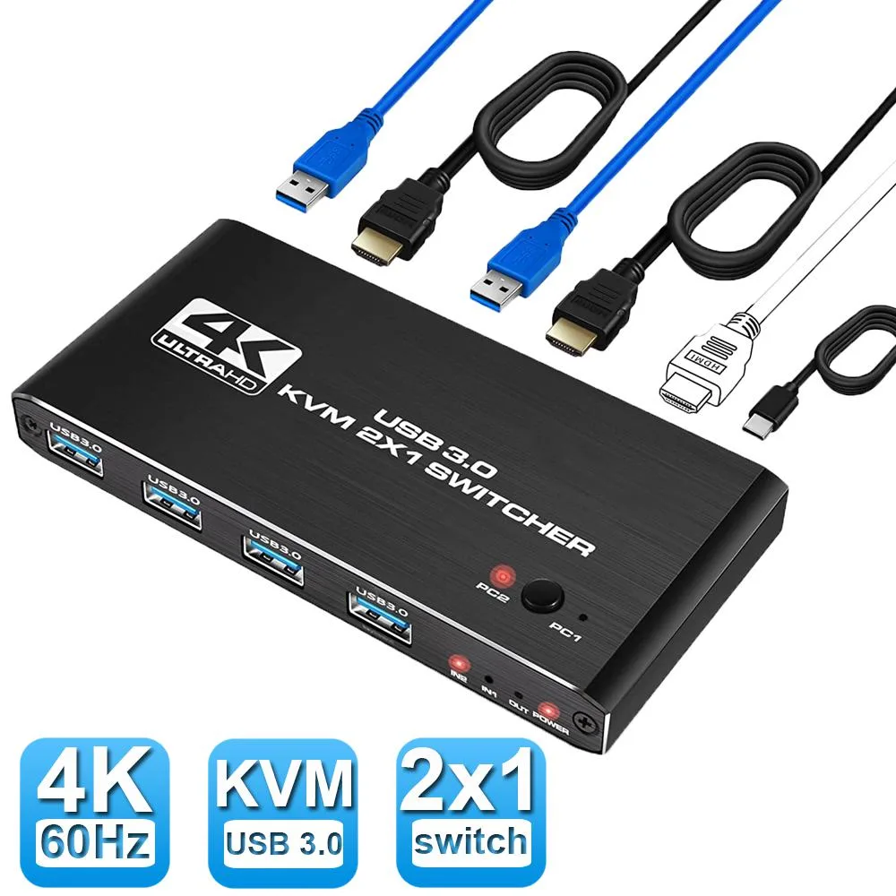 LUOM LUOM OZK2 2-Port HDMI KVM Switch 4K@60Hz 2K@120/144Hz 4×USB 3.0 — product photo