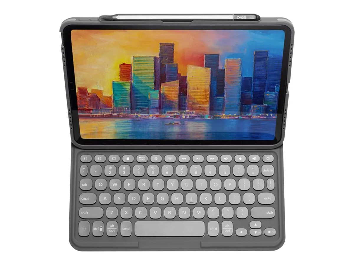 Black wireless keyboard case for 12.9 inch iPad Pro, detachable design, matte finish