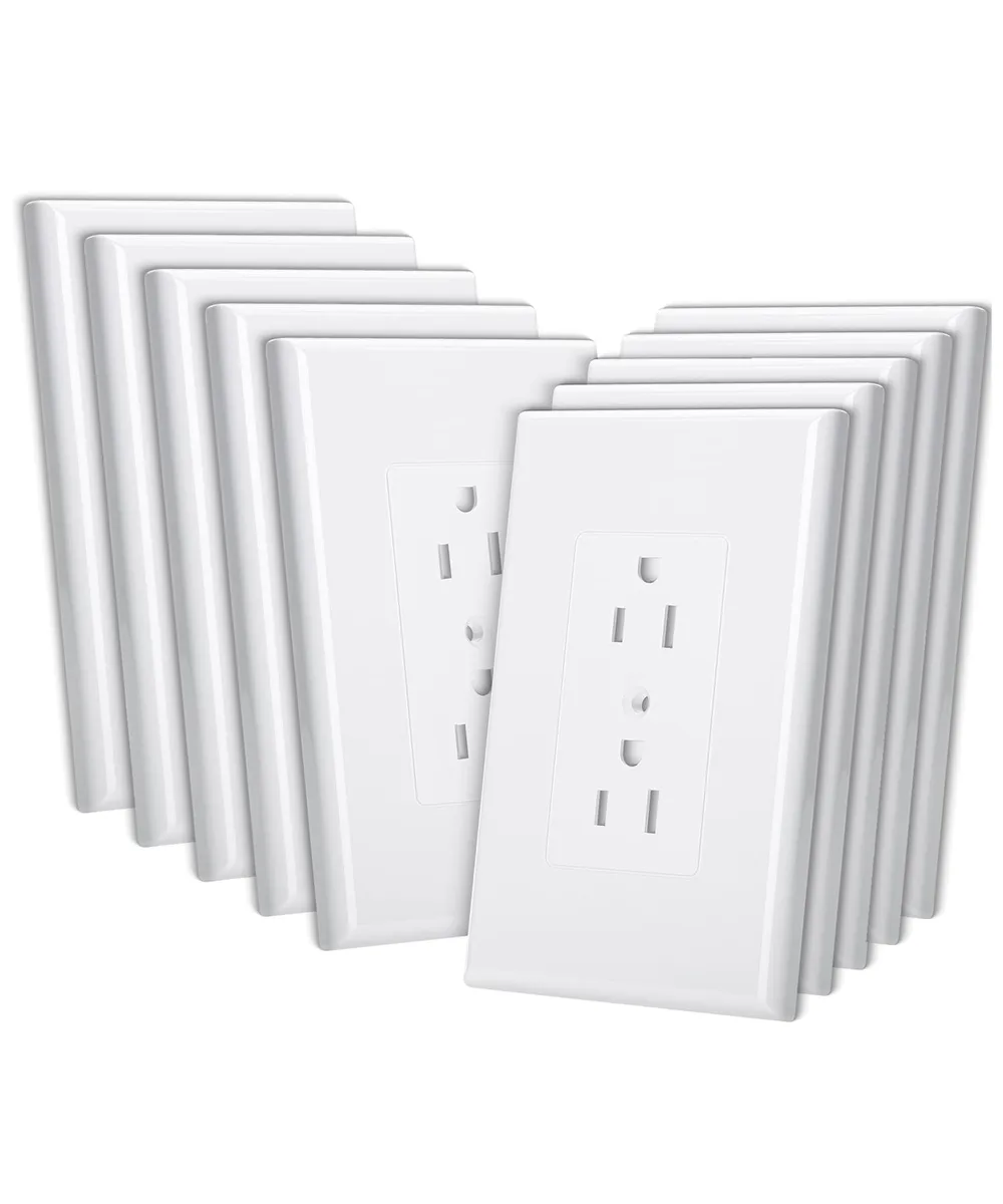  SYVL010B351 Bates Choice 10 Pack White Glossy Double Toggle Switch Plates — product photo