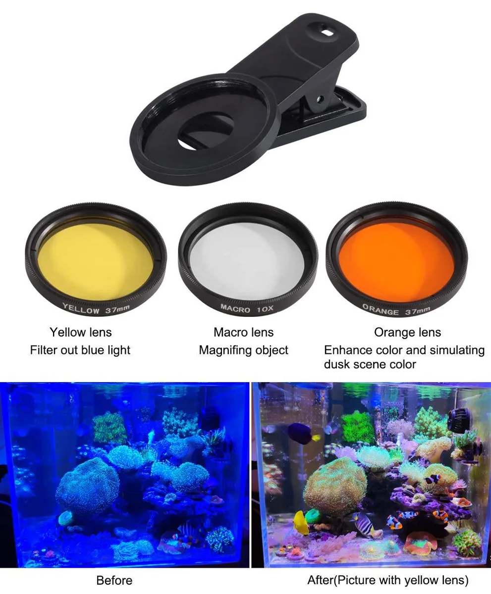 Coral Lens Filter Kit for Phone Yellow Orange Macro 14.56 in — product photo