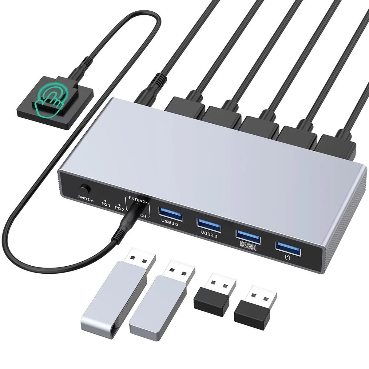 WRIARICH WRIARICH 8K DP KVM Switch 2-Port 8K@60Hz 4K@144Hz USB 3.0 4 USB Ports — product photo