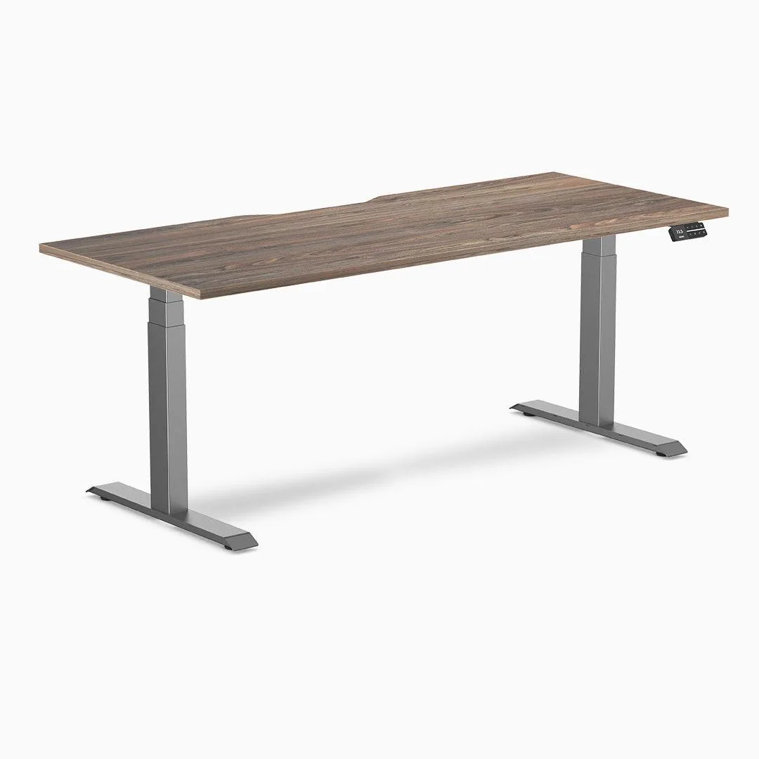 Desky Desky Dual Scalloped Sit-Stand Desk Natural Walnut Space Gray 70.9 x 29.5 in — product photo