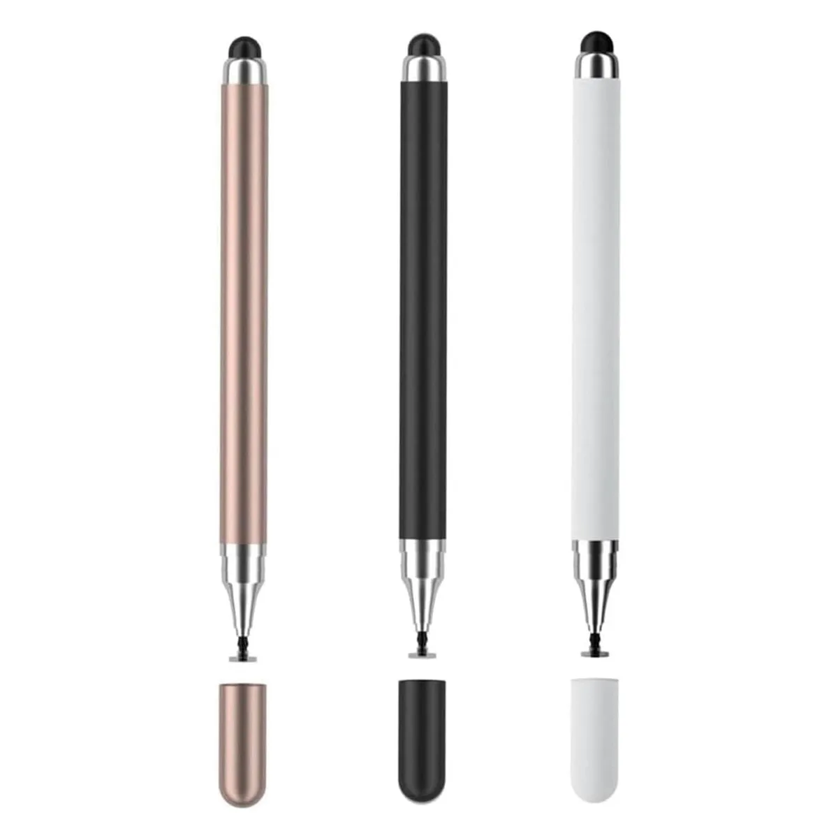  Dxlam 2-in-1 Stylus Pen, 3pcs, Black/White/Rose Gold, 5.2 in — product photo