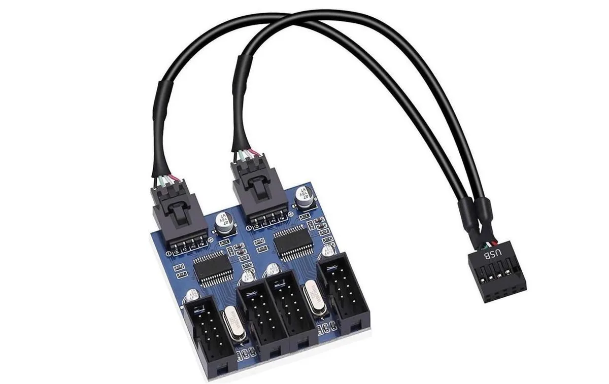 Aomoproing Aomoproing 9 Pin USB 2.0 Male to 4 Female Splitter Cable 30cm — product photo