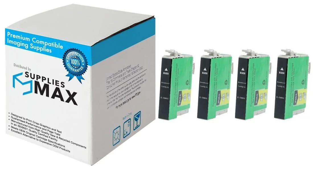 SuppliesMax SuppliesMax Epson T088120_4PK Black Inkjet Cartridge 4 Pack 165 Pages — product photo